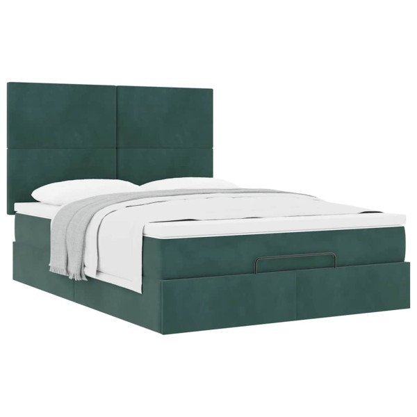 Estructura cama otomana colchones terciopelo verde oscuro M 5