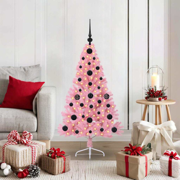 Árbol de Navidad Artificial Preiluminado Rosa 120 cm PVC D