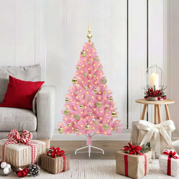 Árbol de Navidad Artificial Preiluminado Rosa 120 cm PVC D
