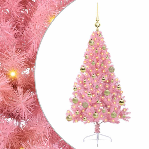 Árbol de Navidad Artificial Preiluminado Rosa 120 cm PVC M 2