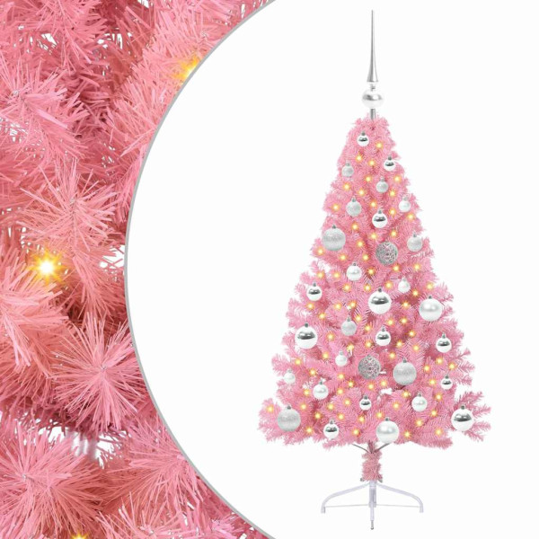 Árbol de Navidad Artificial Preiluminado Rosa 120 cm PVC M 2