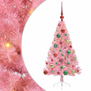 Árbol de Navidad Artificial Preiluminado Rosa 120 cm PVC H