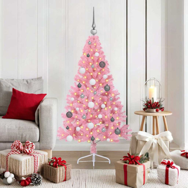 Árbol de Navidad Artificial Preiluminado Rosa 150 cm PVC D
