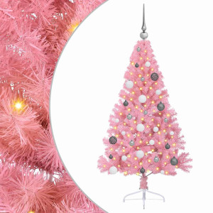Árbol de Navidad Artificial Preiluminado Rosa 150 cm PVC H