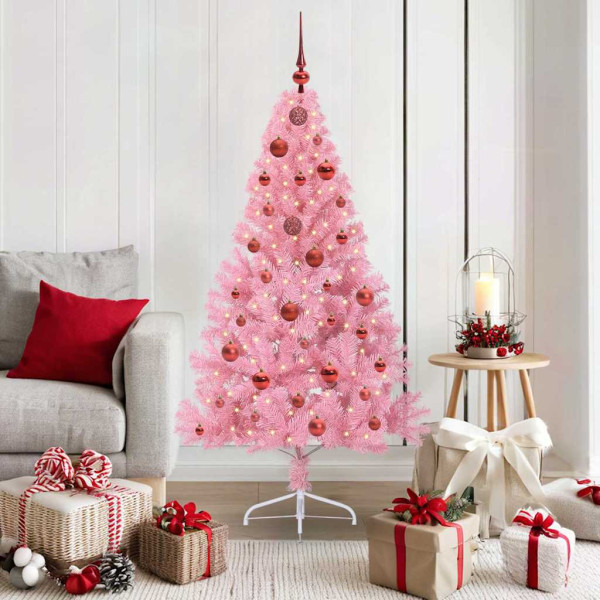 Árbol de Navidad Artificial Preiluminado Rosa 150 cm PVC D