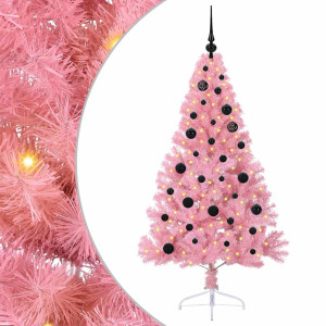 Árbol de Navidad Artificial Preiluminado Rosa 150 cm PVC H