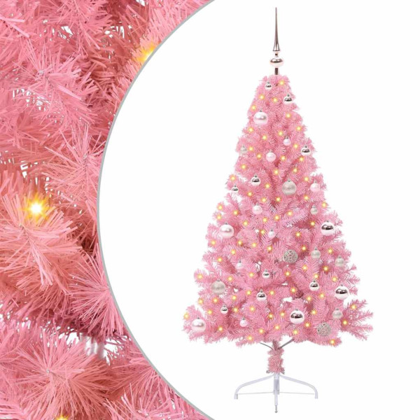 Árbol de Navidad Artificial Preiluminado Rosa 150 cm PVC D
