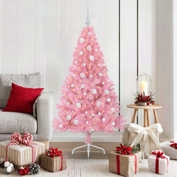 Árbol de Navidad Artificial Preiluminado Rosa 150 cm PVC D