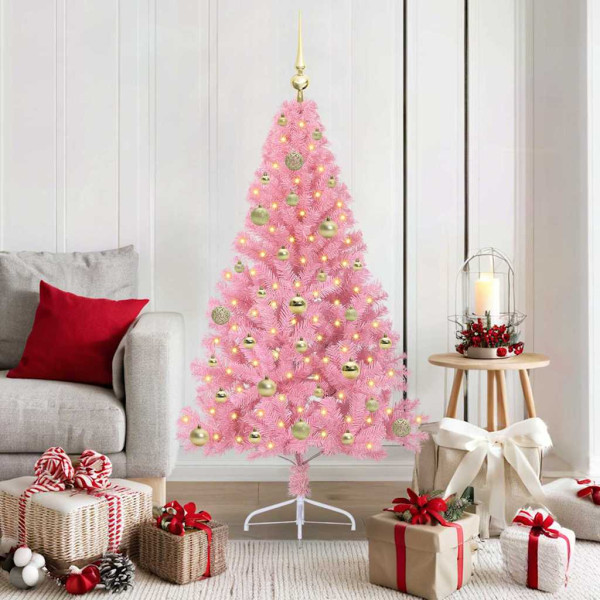 Árbol de Navidad Artificial Preiluminado Rosa 150 cm PVC D