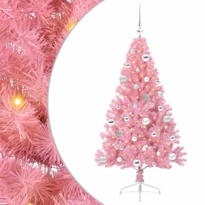 Árbol de Navidad Artificial Preiluminado Rosa 150 cm PVC H