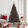 Árbol de Navidad Artificial Preiluminado Negro 180 cm PVC 1