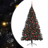 Árbol de Navidad Artificial Preiluminado Negro 180 cm PVC 2