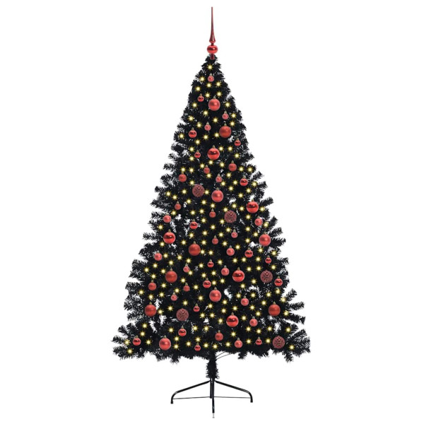 Árbol de Navidad Artificial Preiluminado Negro 180 cm PVC M 3