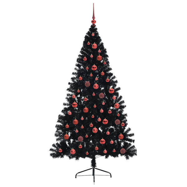 Árbol de Navidad Artificial Preiluminado Negro 180 cm PVC M 4