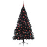 Árbol de Navidad Artificial Preiluminado Negro 180 cm PVC 4