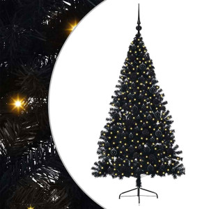 Árbol de Navidad Artificial Preiluminado Negro 180 cm PVC H
