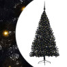 Árbol de Navidad Artificial Preiluminado Negro 180 cm PVC 2