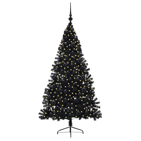 Árbol de Navidad Artificial Preiluminado Negro 180 cm PVC M 3