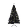 Árbol de Navidad Artificial Preiluminado Negro 180 cm PVC 3
