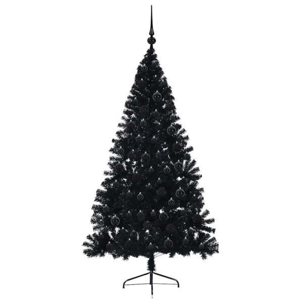 Árbol de Navidad Artificial Preiluminado Negro 180 cm PVC M 4