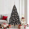 Árbol de Navidad Artificial Preiluminado Negro 180 cm PVC 1