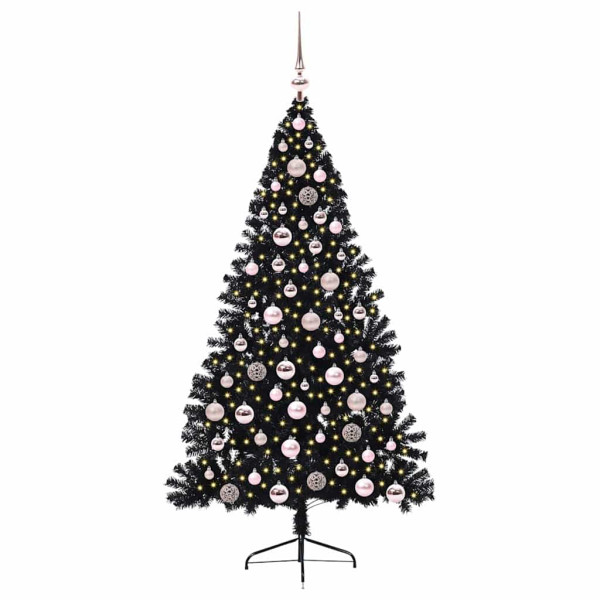 Árbol de Navidad Artificial Preiluminado Negro 180 cm PVC M 3
