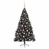 Árbol de Navidad Artificial Preiluminado Negro 180 cm PVC 3