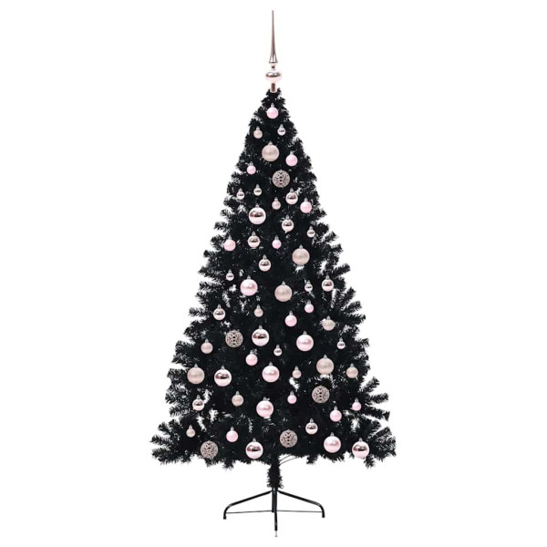 Árbol de Navidad Artificial Preiluminado Negro 180 cm PVC M 4