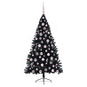 Árbol de Navidad Artificial Preiluminado Negro 180 cm PVC 4