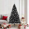 Árbol de Navidad Artificial Preiluminado Negro 180 cm PVC 1