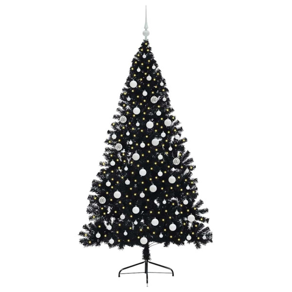 Árbol de Navidad Artificial Preiluminado Negro 180 cm PVC M 3