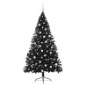 Árbol de Navidad Artificial Preiluminado Negro 180 cm PVC 3