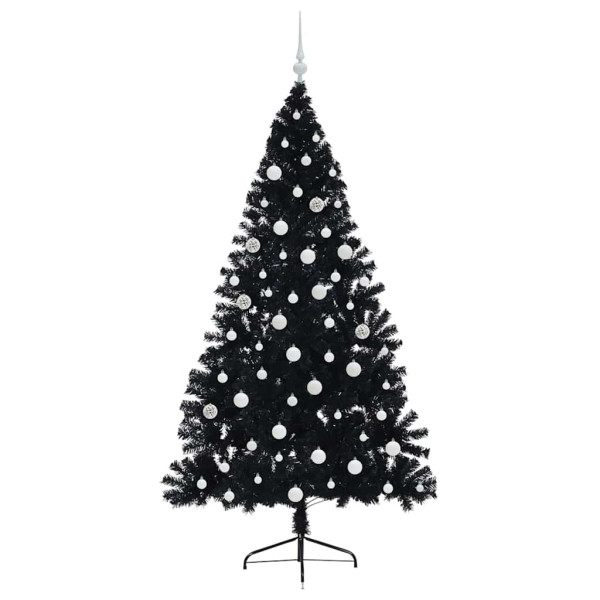 Árbol de Navidad Artificial Preiluminado Negro 180 cm PVC M 4