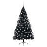 Árbol de Navidad Artificial Preiluminado Negro 180 cm PVC 4