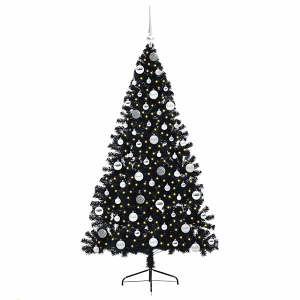 Árbol de Navidad Artificial Preiluminado Negro 180 cm PVC M 3