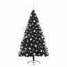 Árbol de Navidad Artificial Preiluminado Negro 180 cm PVC 3