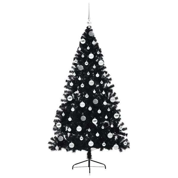 Árbol de Navidad Artificial Preiluminado Negro 180 cm PVC M 4
