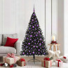 Árbol de Navidad Artificial Preiluminado Negro 180 cm PVC 1