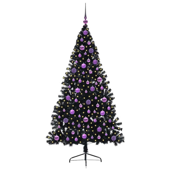 Árbol de Navidad Artificial Preiluminado Negro 180 cm PVC M 3