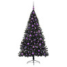 Árbol de Navidad Artificial Preiluminado Negro 180 cm PVC 3
