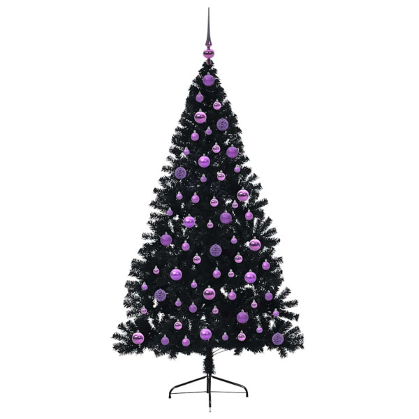 Árbol de Navidad Artificial Preiluminado Negro 180 cm PVC M 4