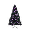 Árbol de Navidad Artificial Preiluminado Negro 180 cm PVC 4