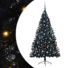 Árbol de Navidad Artificial Preiluminado Negro 180 cm PVC 2