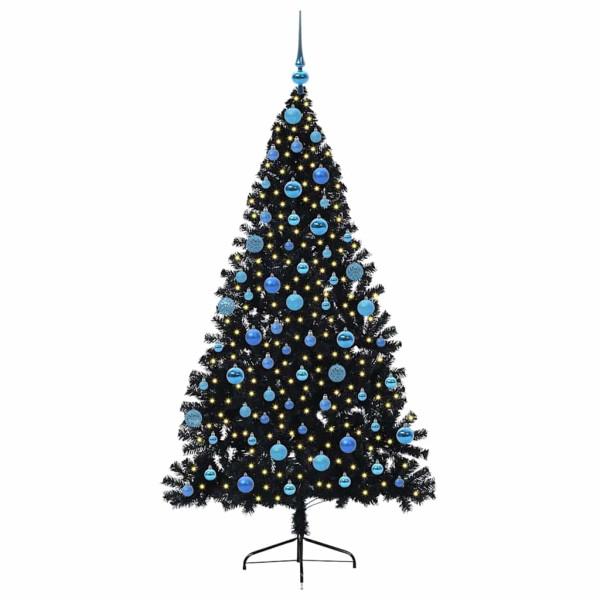 Árbol de Navidad Artificial Preiluminado Negro 180 cm PVC M 3