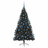 Árbol de Navidad Artificial Preiluminado Negro 180 cm PVC 3