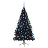 Árbol de Navidad Artificial Preiluminado Negro 180 cm PVC 4