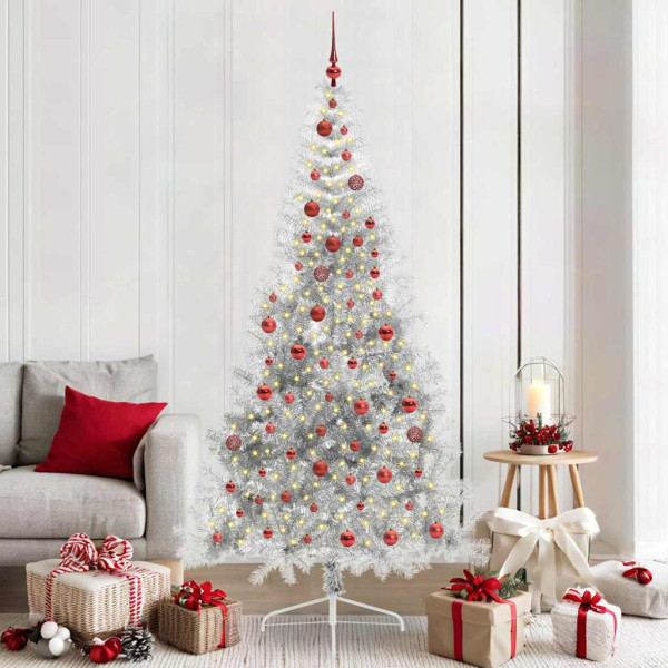 Árbol de Navidad Artificial Preiluminado Plateado 210 cm PET D
