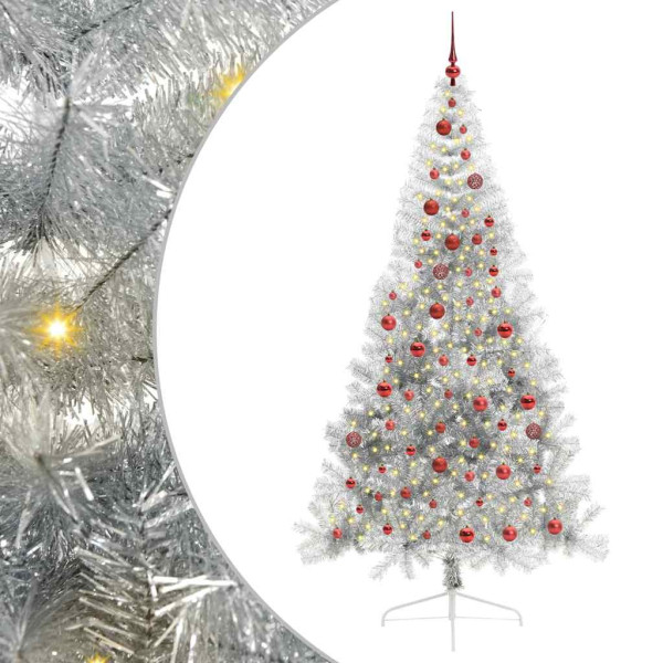 Árbol de Navidad Artificial Preiluminado Plateado 210 cm PET M 2