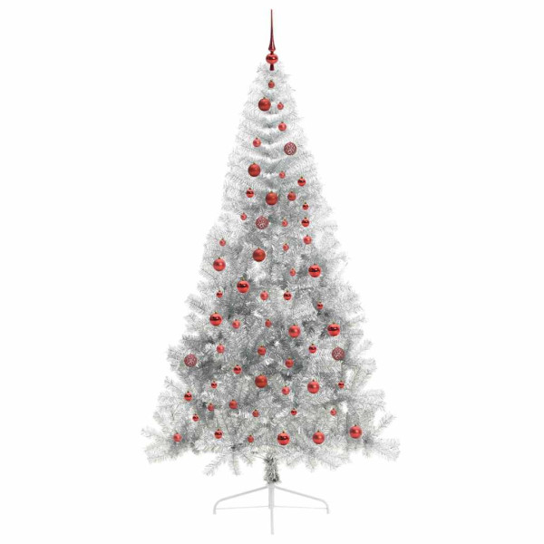 Árbol de Navidad Artificial Preiluminado Plateado 210 cm PET M 4