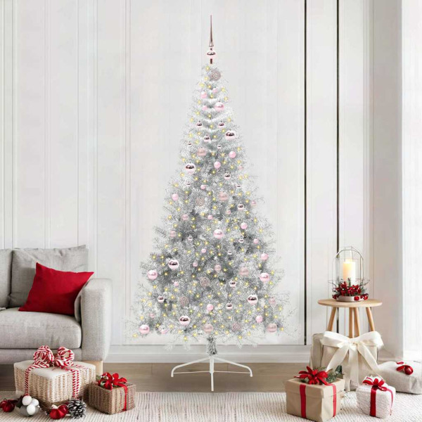 Árbol de Navidad Artificial Preiluminado Plateado 210 cm PET D